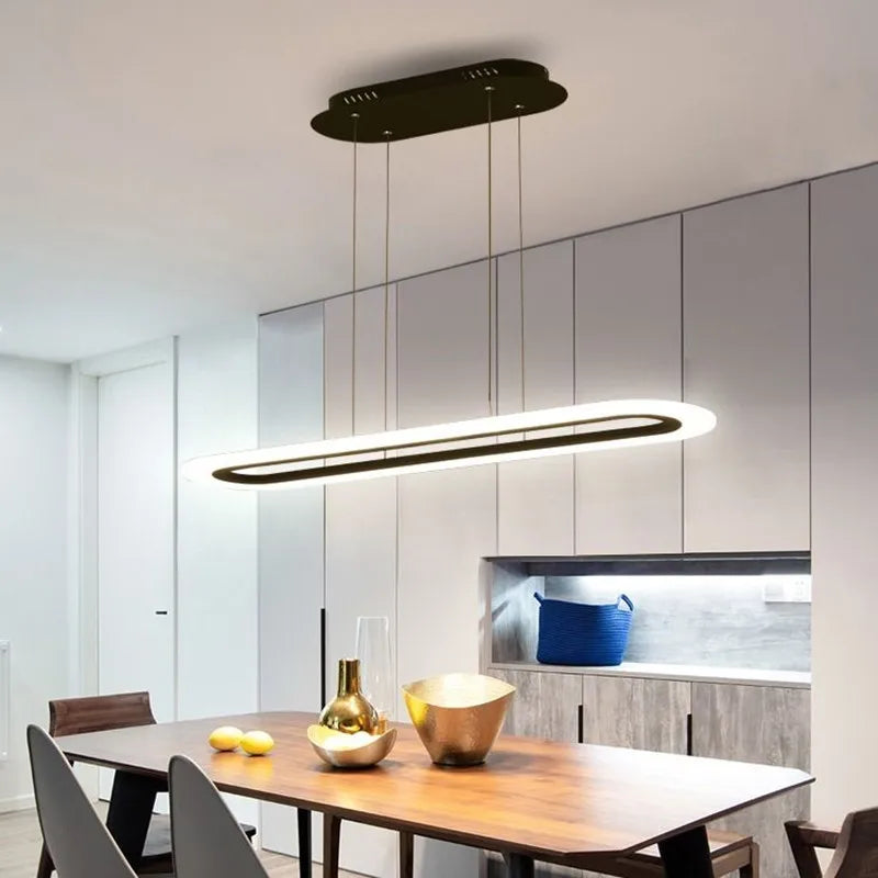 Modern minimalist adjustable LED chandelier decorative lighting - vue 4 sur 10