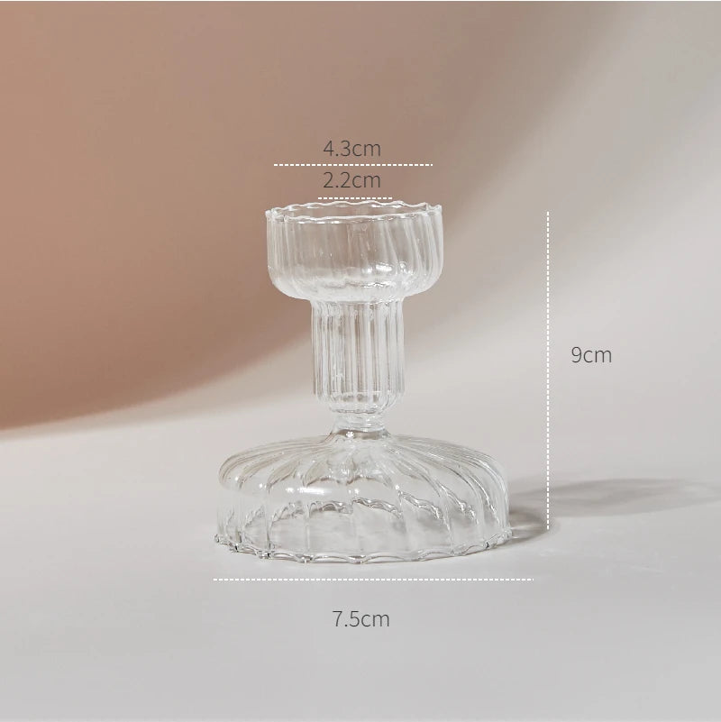 bougeoir en verre transparent décoration intérieure moderne nordique - vue 26 sur 31