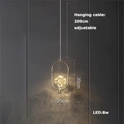 suspension en verre cristal art déco avec éclairage led - vue 19 sur 25