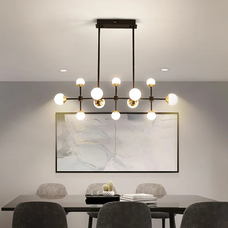 lustre boule de verre moderne simple et luxueux style nordique - vue 5 sur 13