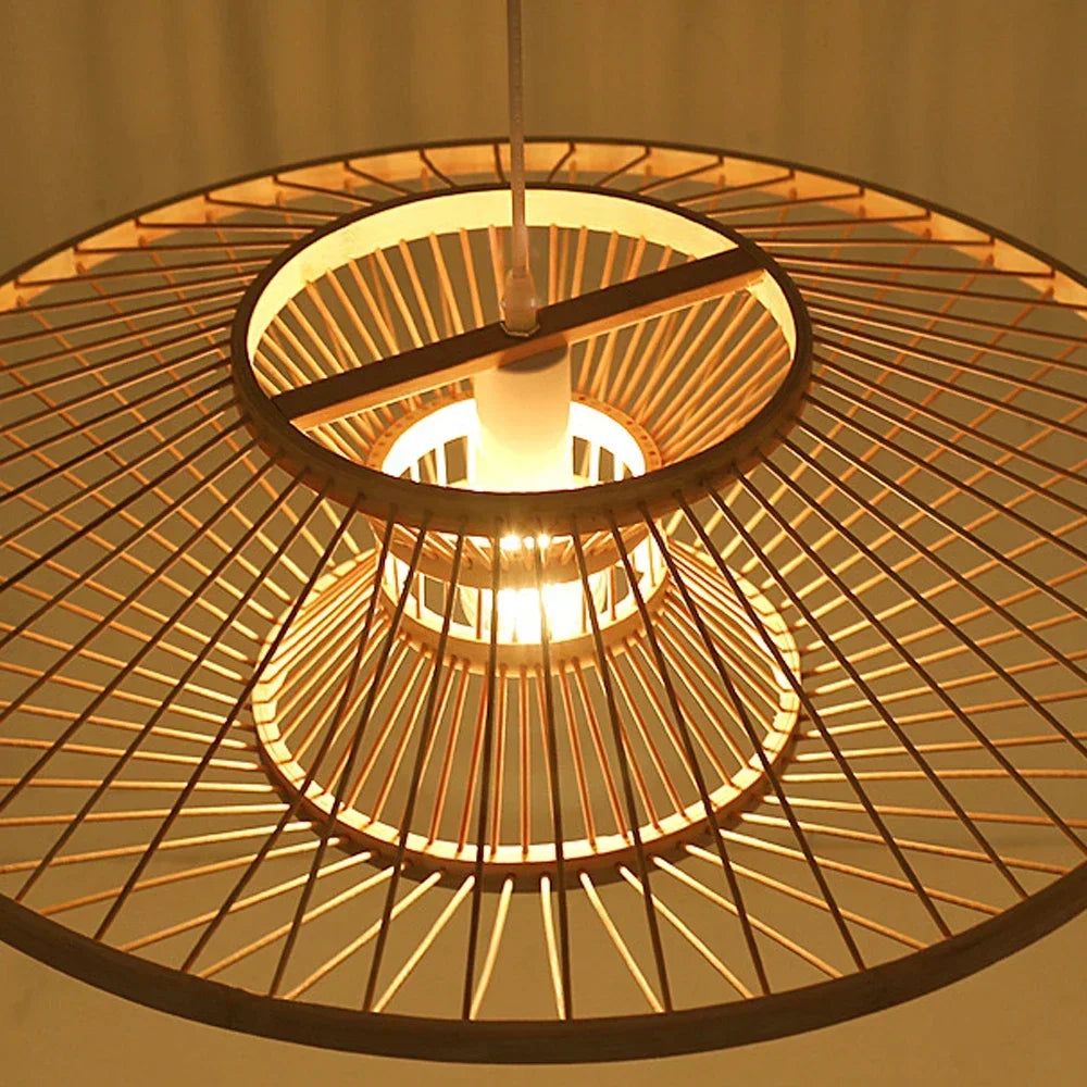 lustre en bambou d'art pour décoration et éclairage - vue 6 sur 8