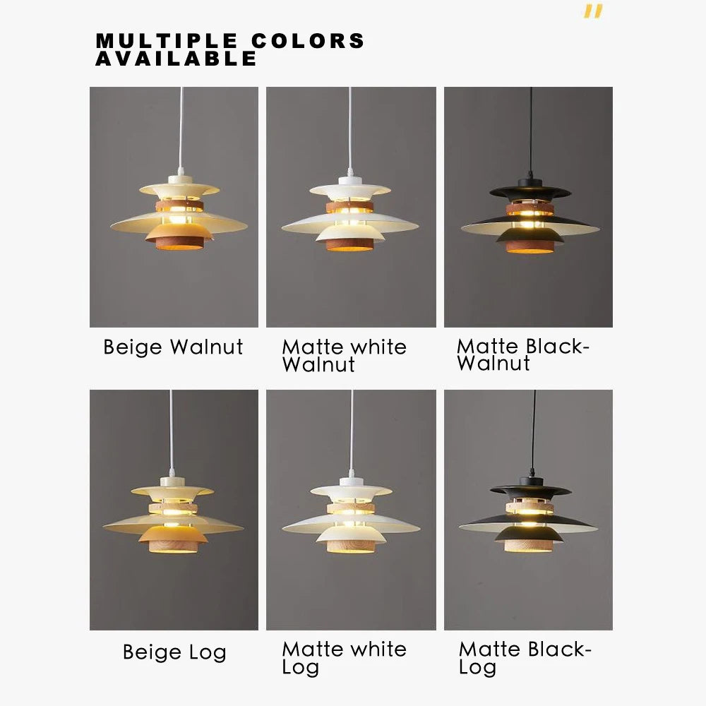 lustre design danois led rétro noyer lampe suspendue - vue 6 sur 12