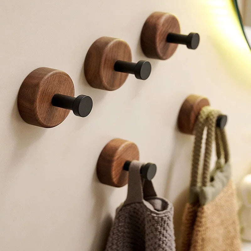crochets muraux en bois massif pour vêtements et accessoires - vue 3 sur 15