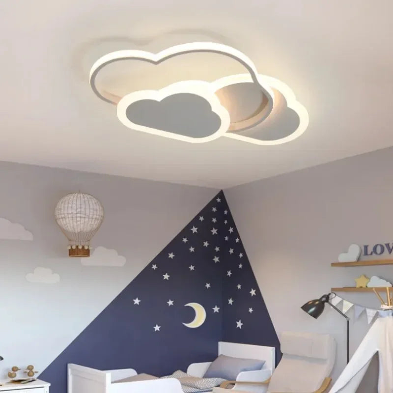 Nordic style LED cartoon cloud ceiling light for children - vue 3 sur 10