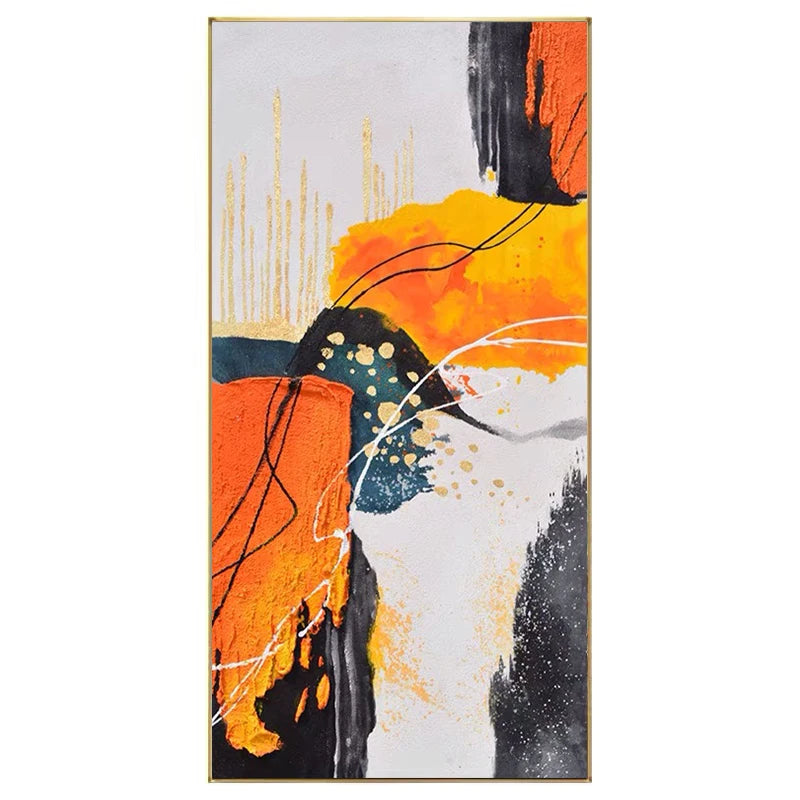 Customizable, Pure Hand-painted Abstract Decorative Painting, Living Room Background Wall Large Gold Leaf, Art Canvas Painting - vue 11 sur 12