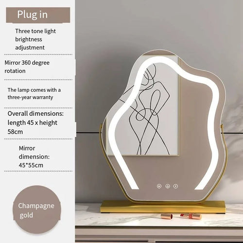 Vanity Mirror with Lights, Bathroom Mirror with Dimmable 3 Modes, 360 ° Rotary Touch Screen Control, Suable for Bedroom - vue 8 sur 14