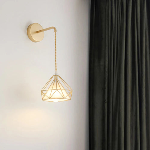 Modern nordic wall light with lampshade for bedroom and living room - vue 5 sur 7