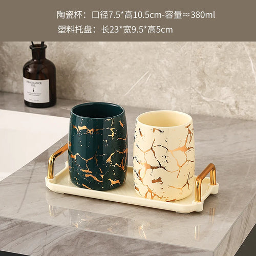 tasse en céramique marbrée haut de gamme pour couples décorative - vue 14 sur 26