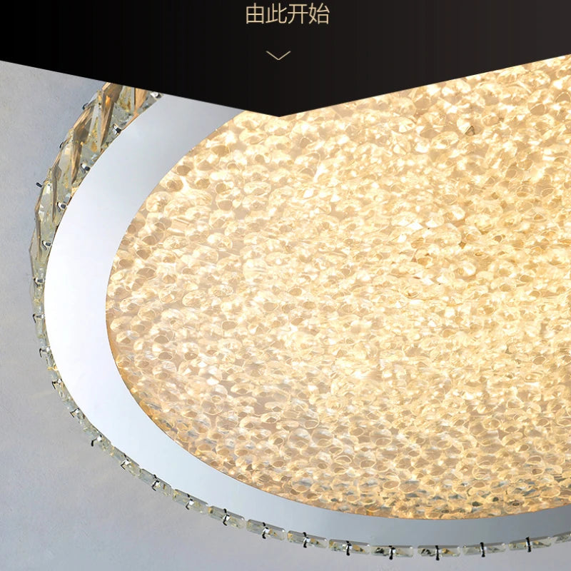 Plafonnier rond ultra-mince en cristal led moderne - vue 5 sur 5
