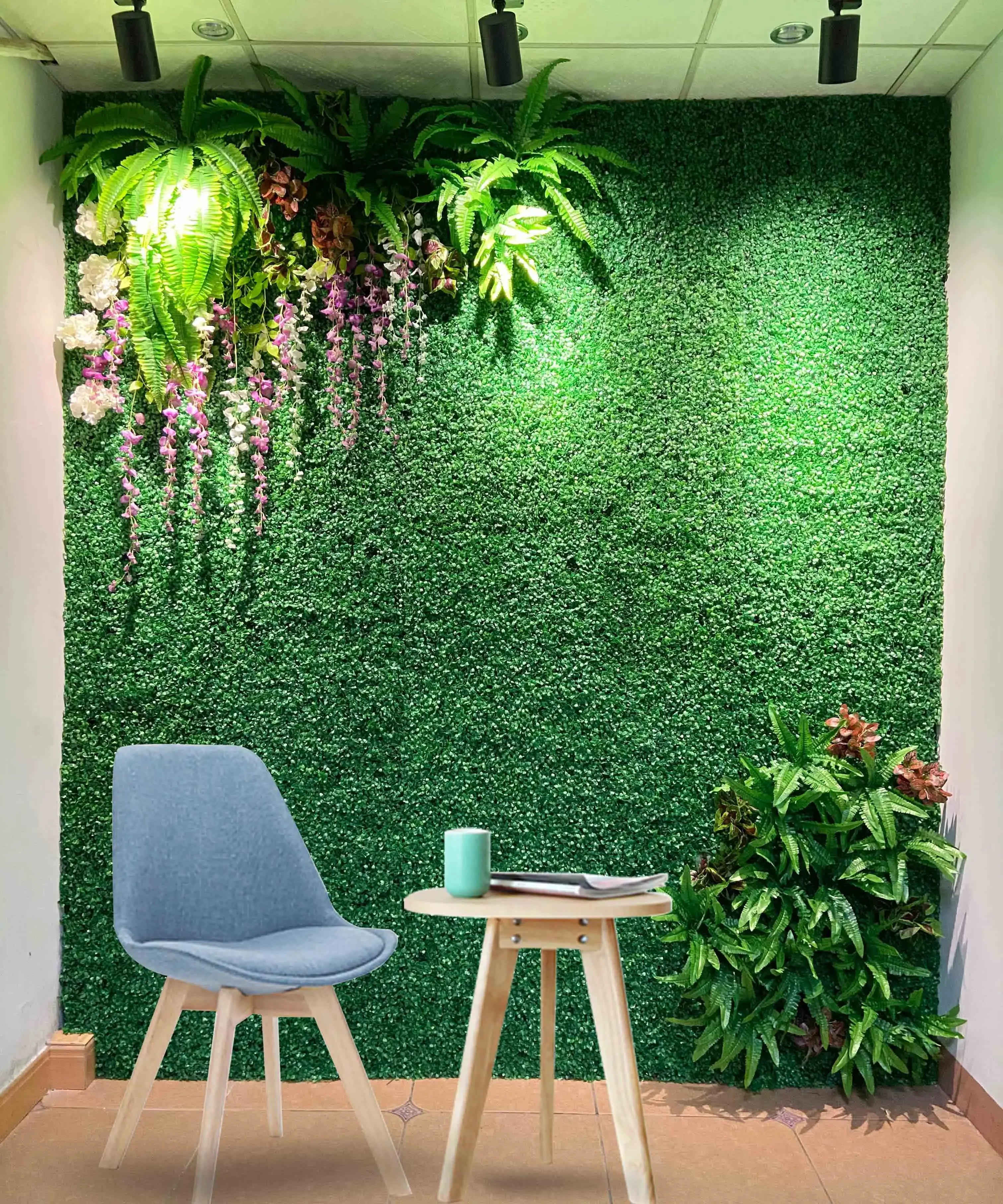Custom Size Artificial Plant Wall Lawn, Green Plant Background Wall, Home Garden, Wedding Decoration, Plastic Lawn - vue 11 sur 18