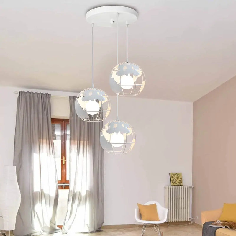 suspension en métal abat-jour globe style industriel moderne