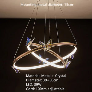 lustre led papillon avec cordon réglable pour décoration intérieure