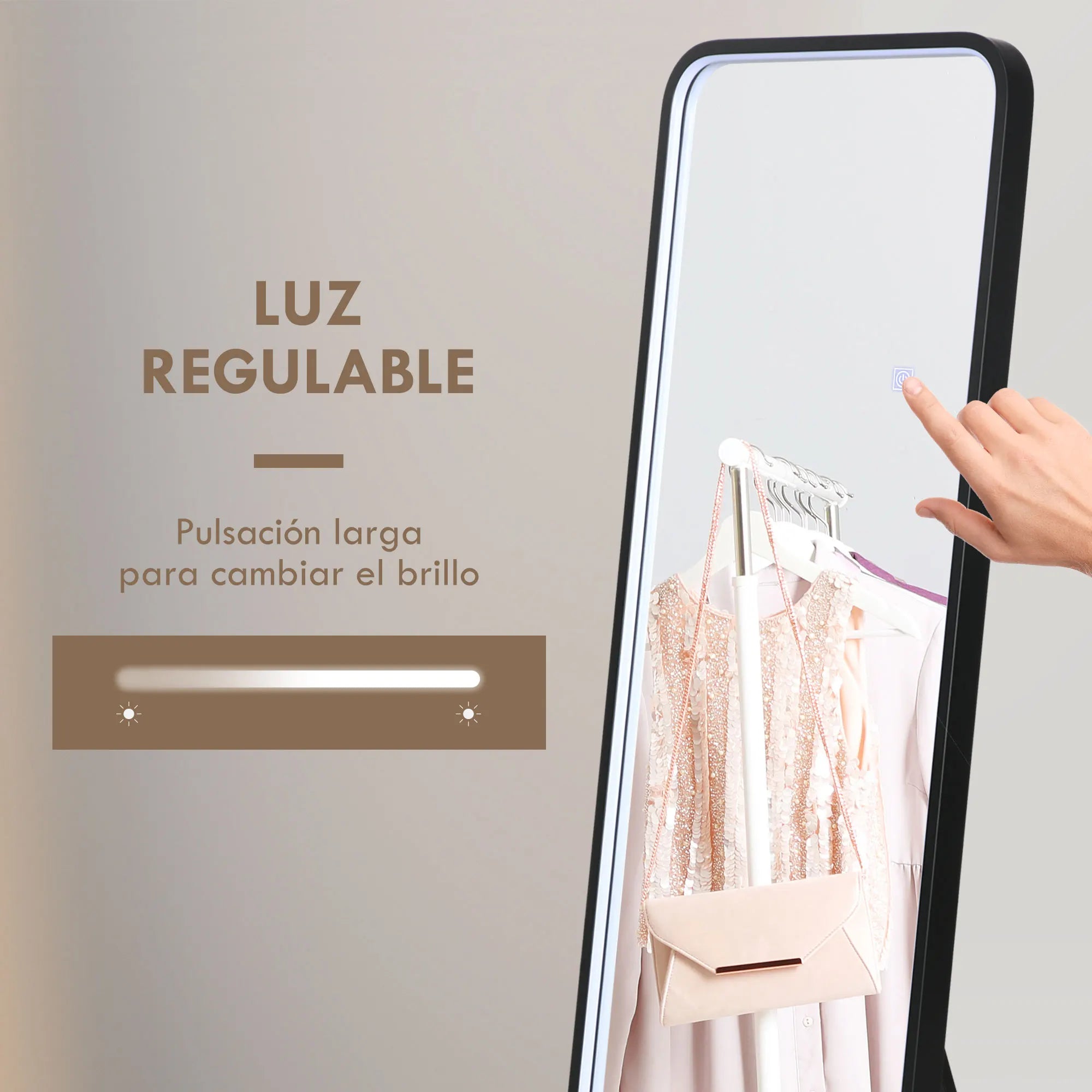 HOMCOM full body mirror with LED lights 151,5x50 cm memory function - vue 4 sur 6