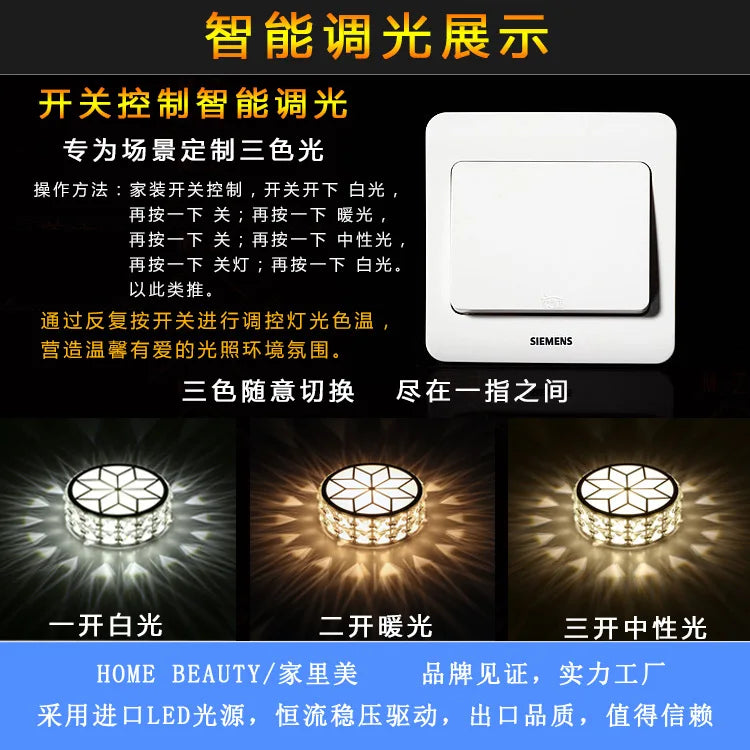 plafonnier led moderne en cristal pour éclairage intérieur - vue 5 sur 9