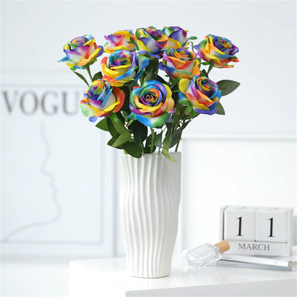 fleurs de roses artificielles en soie pour décorations romantiques - vue 3 sur 13