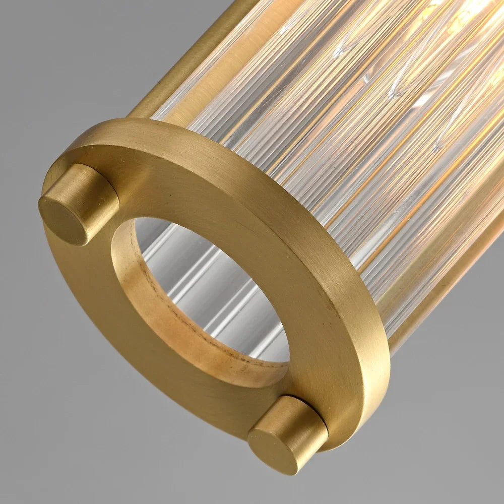 suspension à led en cuivre avec abat-jour en verre réglable - vue 5 sur 7