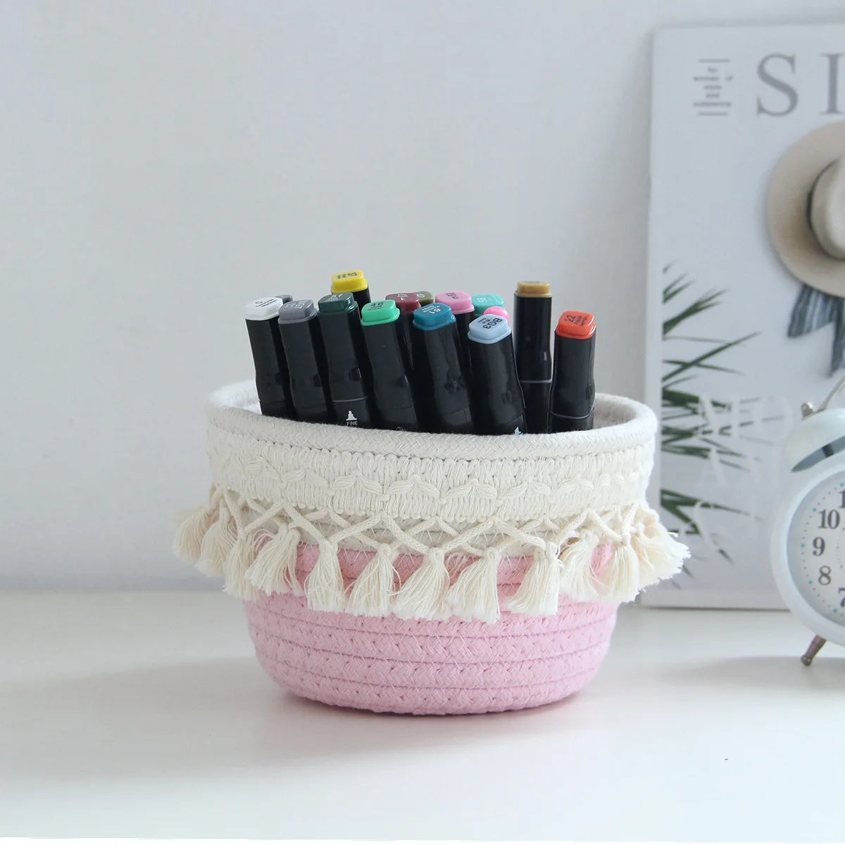 minimalist cotton rope pen storage box