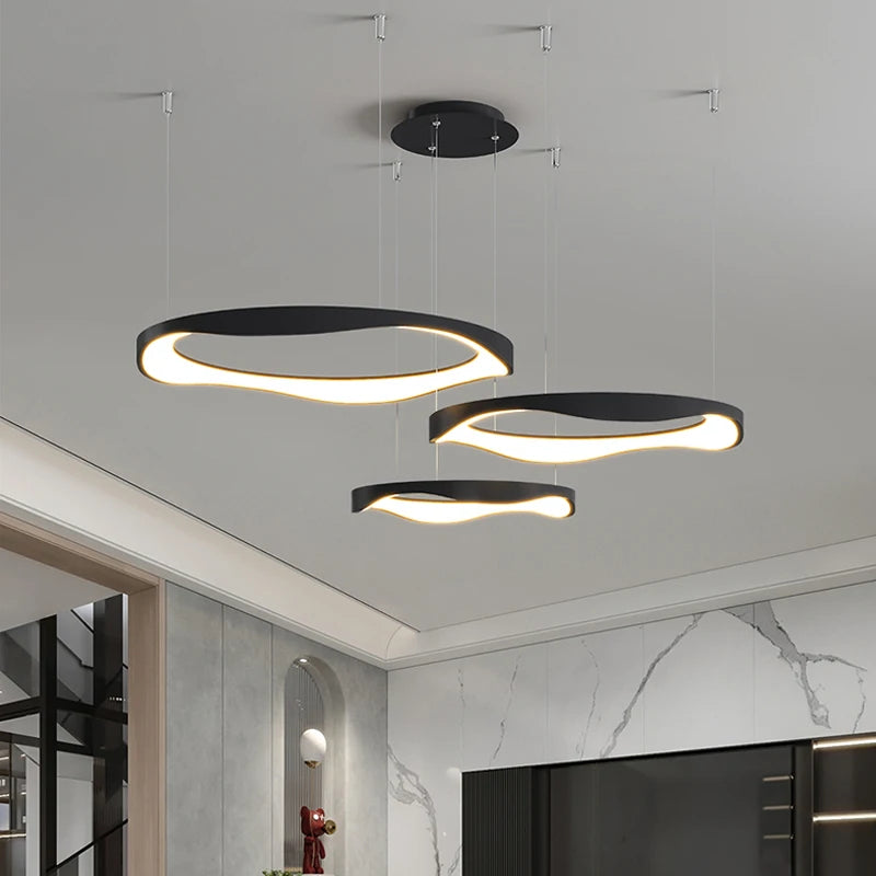 Lustre design ronds nordiques modernes à LED - vue 5 sur 16