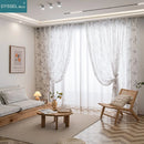 Voilage texture lin motif feuilles erable style champetre
