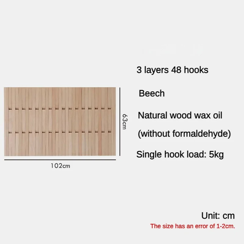 porte-manteau mural en bois pour vêtements et clés - vue 12 sur 18