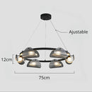 lustre minimaliste italien en verre rayé avec lumières led