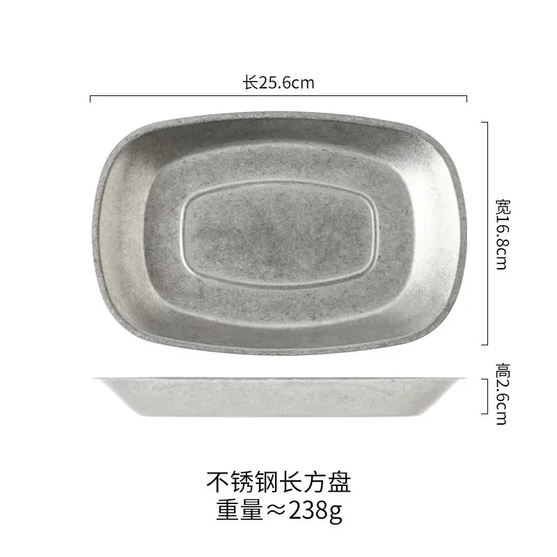 Assiettes plates inox style nordique vintage pour barbecue
