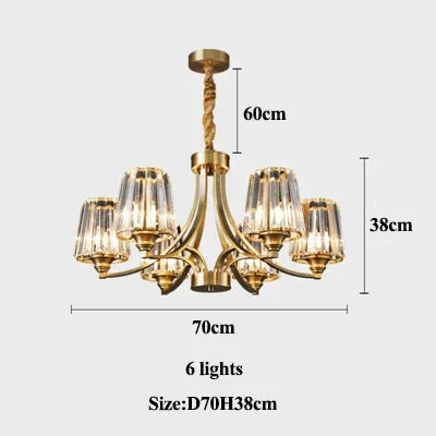 SANDYHA moderne cristal cuivre lustres nordique luxe Design intérieur décor à la maison lampe à LED pour salon salle à manger chambre - vue 8 sur 10
