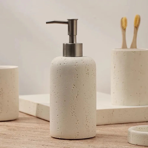 Ahunderjiaz-Natural Marble Bathroom Storage Set, Toothbrush Cup Tray, Mouthwash Kit, Home Decoration, Soap Dish, Press Bottle - vue 3 sur 9