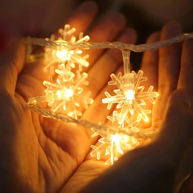 guirlande lumineuse de noël à led flocons de neige décorations festives - vue 3 sur 9