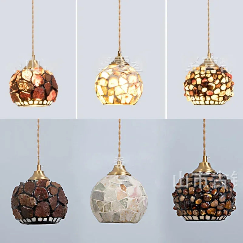 lustre en verre coquillage pour un décor bohème nordique - vue 7 sur 9