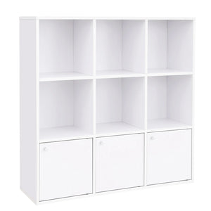 VASAGLE Bookshelf for Home Office, 9-Cube Bookcase Display Shelf, Freestanding Cube Unit Storage Rack with 3 Bottom Cabinets