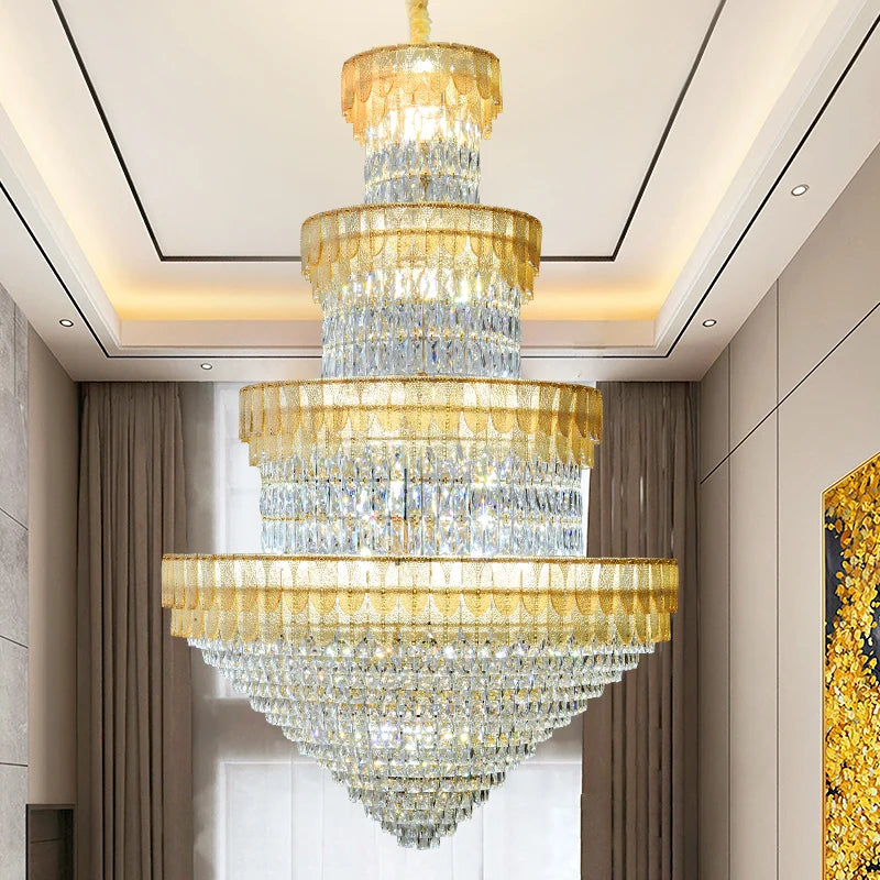 lustre luxe cristal design contemporain pour salon et hôtel - vue 2 sur 14