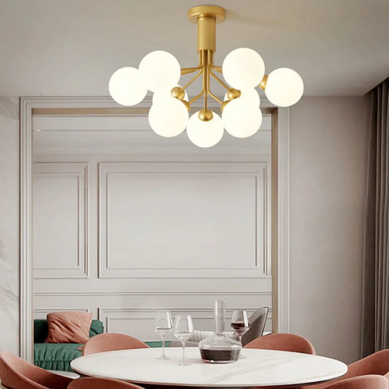 lustre en verre nordique pour décoration moderne de restaurant et salon - vue 6 sur 11