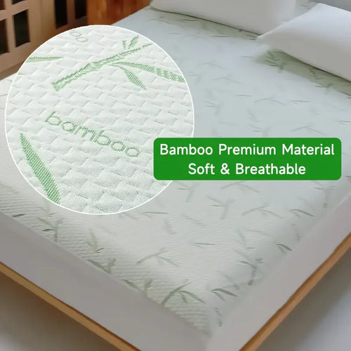 1pc Waterproof Bamboo Mattress Cover (Without Pillowcase), Cooling & Breathable Fitted Bed Sheet With 6-14inches Deep Pocket - vue 5 sur 7