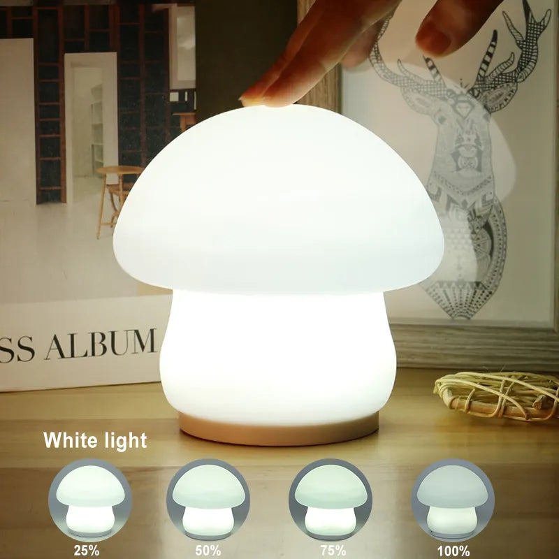 Champignon veilleuse LED Silicone capteur tactile batterie lampe chambre décor bébé chevet décoration lampes cadeau de noël - vue 4 sur 8