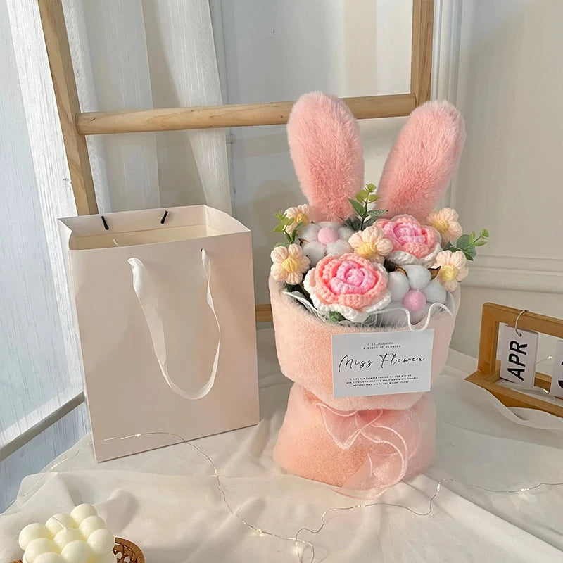 bouquet de roses tricotées cadeau de saint-valentin et noël en dessin animé - vue 7 sur 9