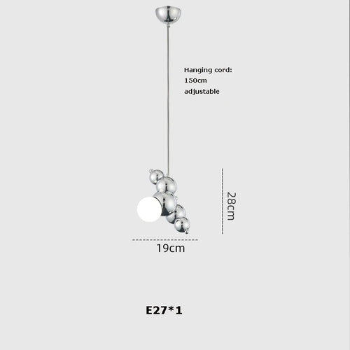 suspension design art déco en or chromé pour éclairage moderne - vue 9 sur 16