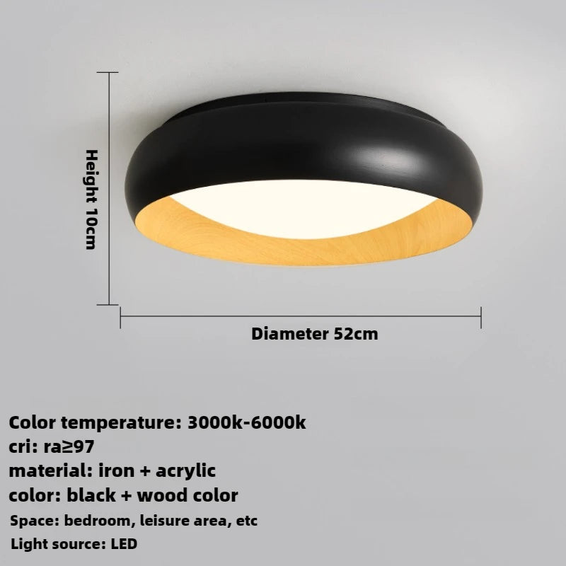 lampe minimaliste japonaise rétro circulaire anti éblouissement éclairage doux - vue 10 sur 12