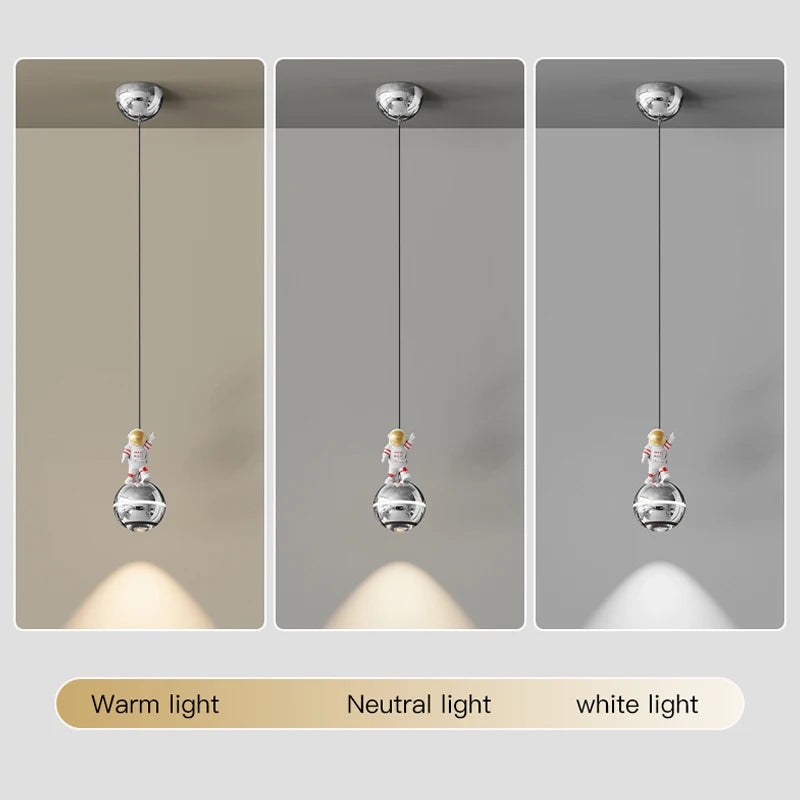 lustre moderne led design astronaute petites suspension - vue 6 sur 18