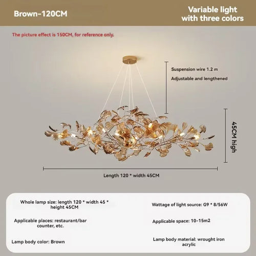 lustre romantique nordique artpad avec feuilles en acrylique pour la maison - vue 15 sur 21