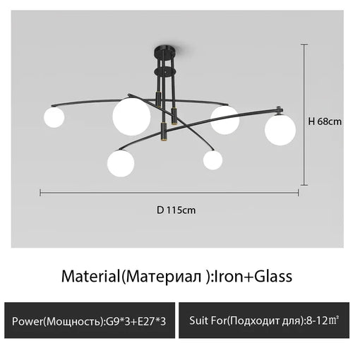 lustre moderne en verre style nordique pour décoration intérieure - vue 12 sur 12