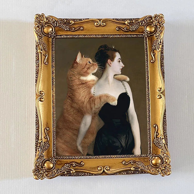 Rectangular retro gold resin photo frame. Wall relief with frame painting, combination of creative picture frame. Canvas album. - vue 10 sur 11