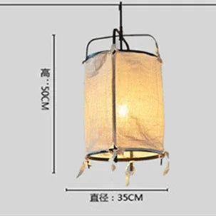 Vintage zen art linen pendant light for interior decor