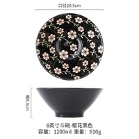 Bol ramen japonais ceramique motif floral 1 2l