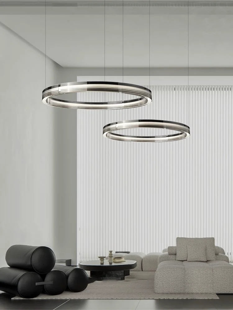 Minimalist style glass circular chandelier for interior decoration - vue 3 sur 7