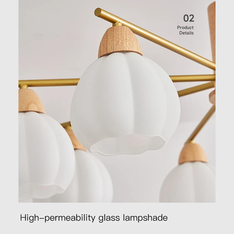 lustre en bois crème pour décoration moderne et style contemporain - vue 5 sur 10