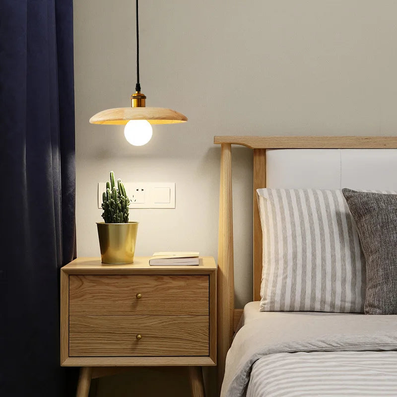 lampe suspendue nordique en bois massif pour intérieur décoratif - vue 5 sur 8