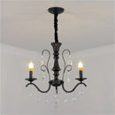 lustre en fer forgé avec suspensions en cristal pour intérieur élégant