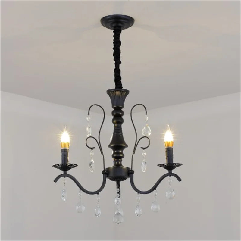 lustre en fer forgé avec suspensions en cristal pour intérieur élégant - vue 2 sur 10