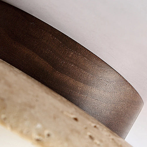 plafonnier wabi sabi en travertin forme de disque pour intérieur et extérieur